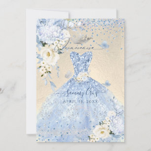 Invitación Vestido Quinceañera Azul Polvoriento Hyde de PixDe