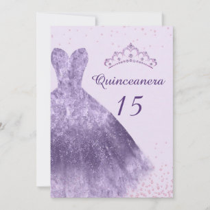 Invitación Vestido Quinceañera Lila Púrpura Cumpleaños 15