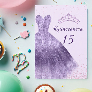 Invitación Vestido Quinceañera Lila Púrpura Cumpleaños 15