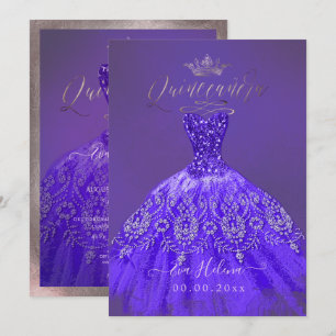Invitación Vestido Quinceañera, Princesa Purpura Brillante