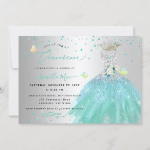 Invitación Vestido Quinceanera Turquesa Quinceanera