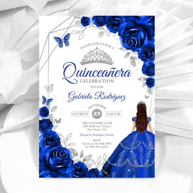 Invitación Vestido real de plata azul Quinceanera (Subido por el creador)