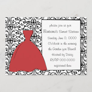 Invitación Vestido rojo bonito