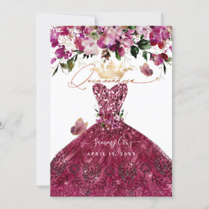 Invitación Vestido Rojo Cereza Quinceañera de PixDezines
