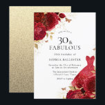 Invitación Vestido rojo y Rosas Purpurina de oro 30 cumpleaño<br><div class="desc">Vestido Rojo y Rosas Purpurina de Oro 30 cumpleaños Invitación Más elegantes diseños florales en nuestra tienda! Vea la colección coincidente en nuestra tienda</div>