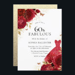 Invitación Vestido rojo y Rosas Purpurina de oro 60 cumpleaño<br><div class="desc">Vestido Rojo y Rosas Purpurina de oro 60 cumpleaños Invitación Más elegantes diseños florales en nuestra tienda! Vea la colección coincidente en nuestra tienda</div>