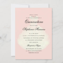 Invitación Vestido romántico rosado de Rubor Quinceañera