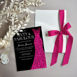Invitación Vestido rosa 60 y fabuloso negro 60 cumpleaños<br><div class="desc">Vestido rosa Sesenta y fabuloso negro Invitación a los 60 años Ver colección coincidente en nuestra tienda Nest y Niche</div>
