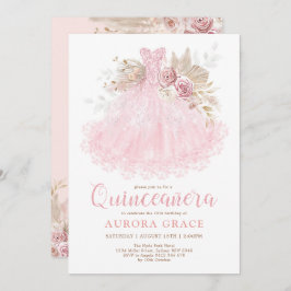 Invitación Vestido rosa Boho Quinceañera Mis Quince Años