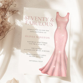 Invitación Vestido rosa Mujeres 70 cumpleaños