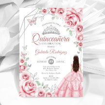 Vestido Rosa Plateado Quinceañera Floral