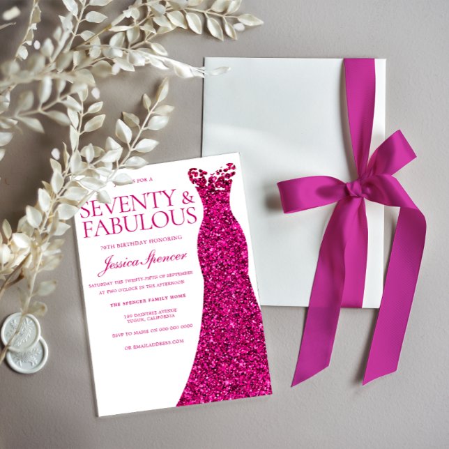 Invitación Vestido rosa Setenta y fabuloso cumpleaños 70 (Subido por el creador)