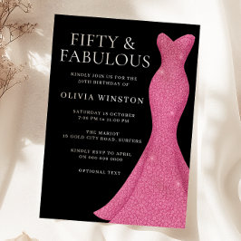 Invitación Vestido rosa y mujeres negras 50 cumpleaños