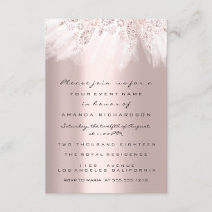 Invitación Vestido Spark Rosa Dorado Lluvia de Boda Nupcial