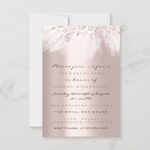 Invitación Vestido Spark Rose Gold  Tono Gris para Boda Despe