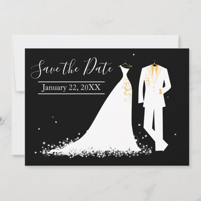 Invitación Vestido & Tux - Guardar la fecha con foto (Anverso)