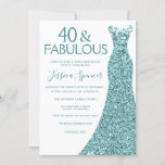 Invitación Vestido verde azulado 40 y fabuloso Fiesta de cump<br><div class="desc">Vestido verde azulado 40 y fabuloso 40º cumpleaños Variaciones de invitación a la invitación y artículos coincidentes en nuestra tienda</div>