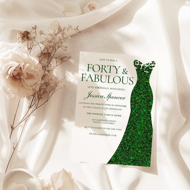 Invitación Vestido verde esmeralda cuarenta y fabuloso cumple (Subido por el creador)