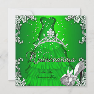 Invitación Vestido Verde Lima de Quinceañera Cumpleaños 15