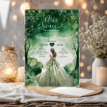 Invitación Vestido verde sabio Chica de los bosques de esmera<br><div class="desc">Vestido verde sabio Chica de la selva esmeralda Invitación Quinceanera 15 Anos,  16 cumpleaños</div>