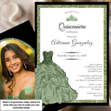 Vestido Verde Sage y Tiara Foto Personalizada Quin