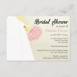 Invitación Vestido y ramo de boda - la ducha nupcial 3x5