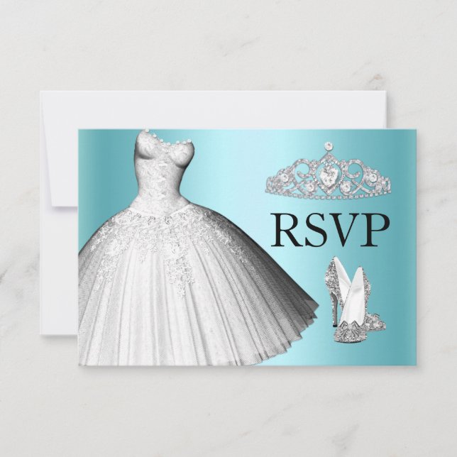 Invitación Vestido y talones de Purpurina espumoso Quinceaner (Anverso)