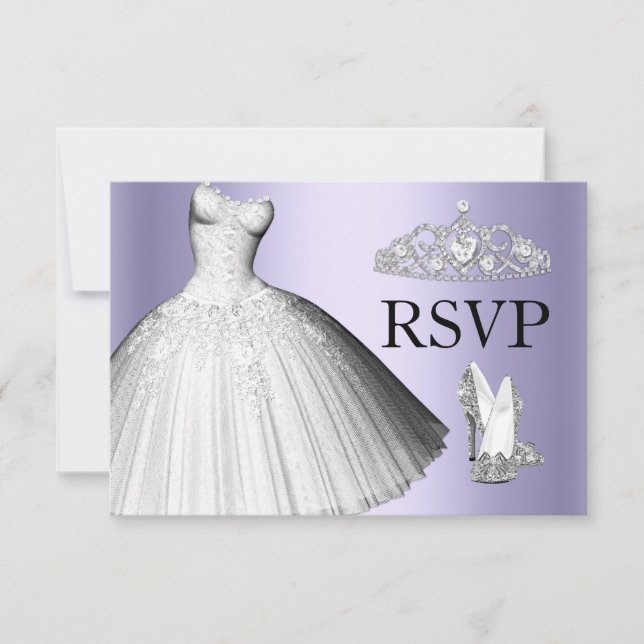 Invitación Vestido y talones de Purpurina espumoso Quinceaner (Anverso)