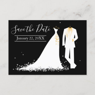 Invitación Vestido y tux - 3x5 Guardar la fecha