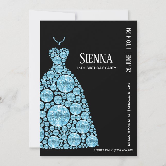 Invitación Vestidos con traje de vidrio Diamond Glam (Anverso)