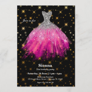 Invitación Vestidos de acuarela con purpurina