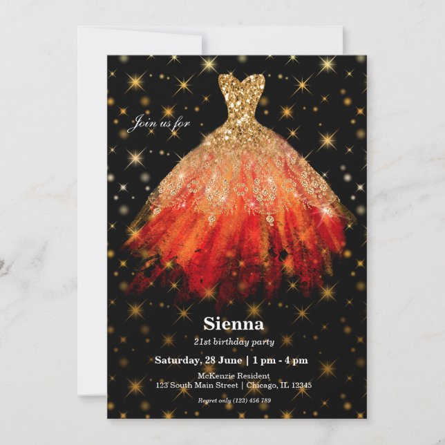 Invitación Vestidos de acuarela con purpurina (Anverso)