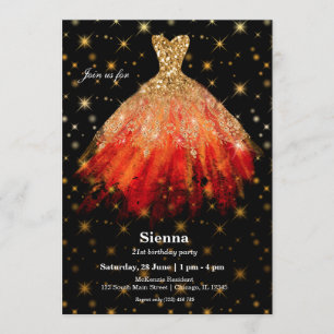 Invitación Vestidos de acuarela con purpurina
