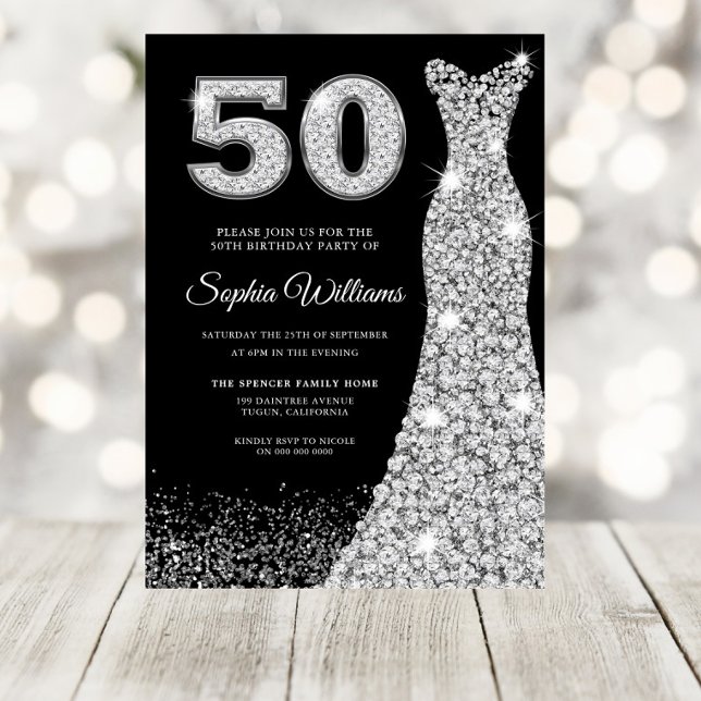 Invitación Vestidos de Diamante Mujeres 50 Años Fiesta de Nac (Subido por el creador)