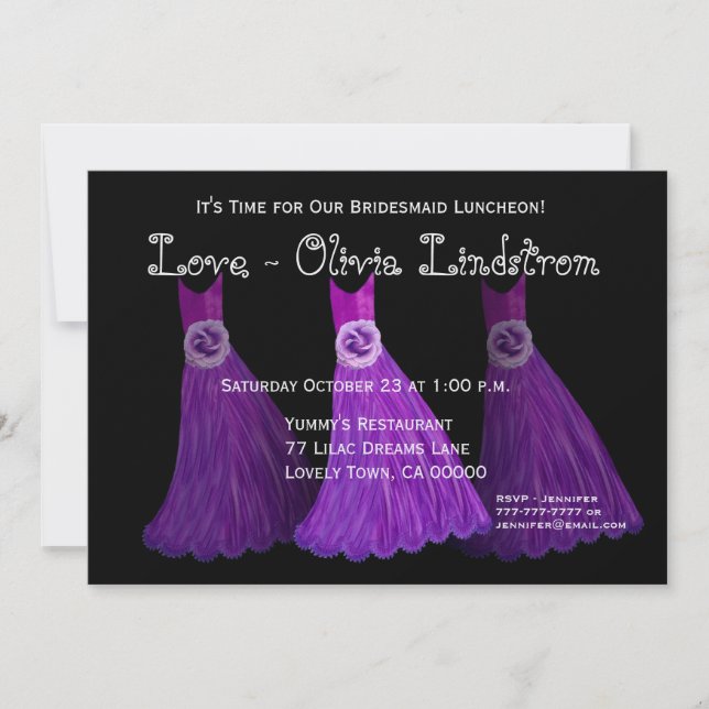 Invitación Vestidos de la púrpura real del alumerzo o del (Anverso)