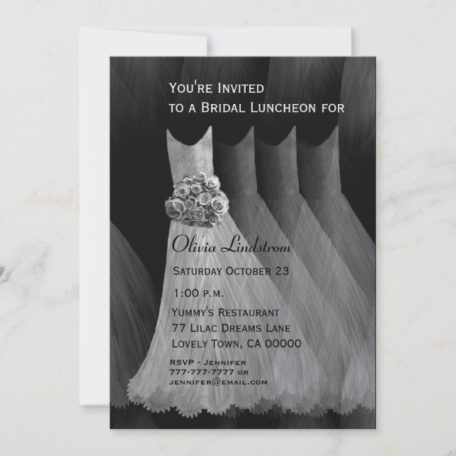 Invitación Vestidos de los gris plateados del alumerzo o del (Anverso)