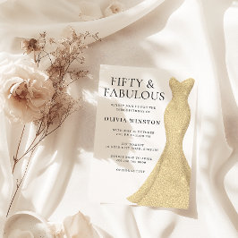 Invitación Vestidos de oro Mujeres 50 cumpleaños