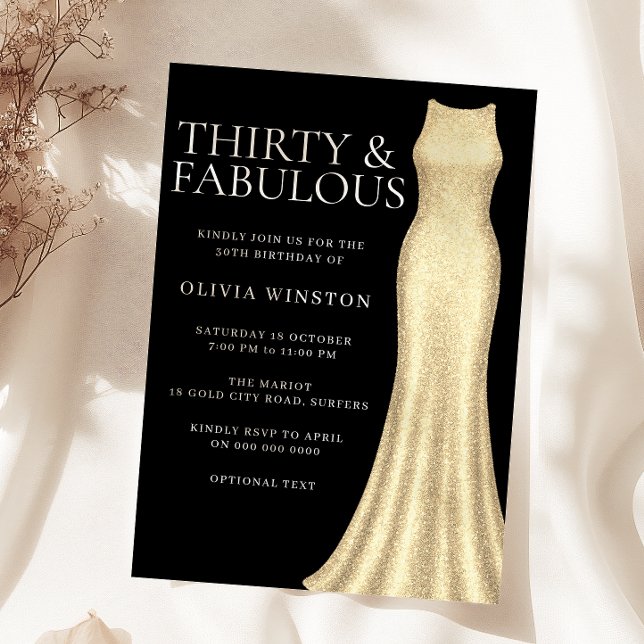 Invitación Vestidos de oro y mujeres negras 30 años Fiesta (Subido por el creador)