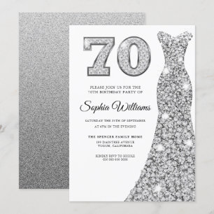 Invitación Vestidos de plata de diamante Mujeres 70 cumpleaño
