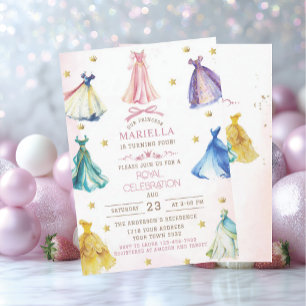 Invitación Vestidos de princesa modernos acuarela niña real n