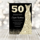 Invitación Vestidos dorados mujeres 50 cumpleaños partido neg<br><div class="desc">Vestidos de espuma negra y dorada Mujeres 50 cumpleaños Invitación a la invitación y artículos coincidentes en nuestra tienda</div>
