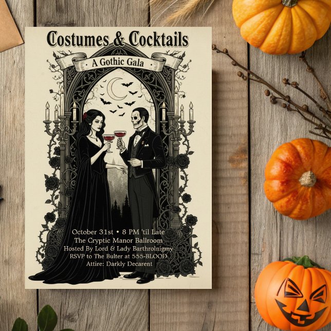 Invitación Vestidos góticos de gala oscura y cócteles Hallowe (Subido por el creador)