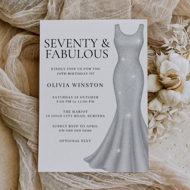 Invitación Vestidos plateados Fiesta de cumpleaños 70 mujeres (Subido por el creador)