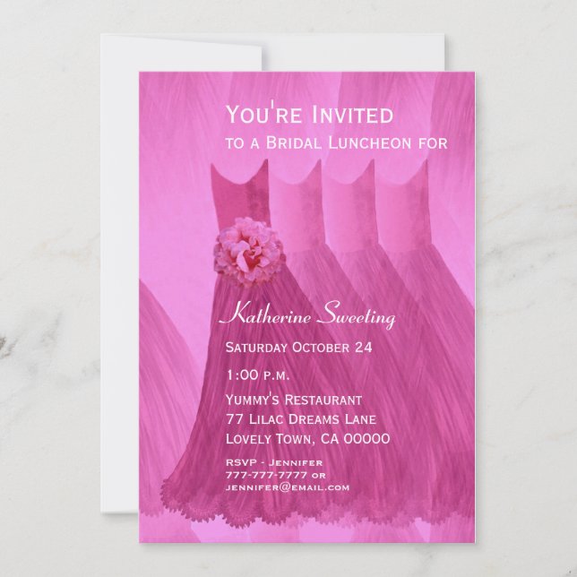 Invitación Vestidos V07 del alumerzo de la dama de honor o (Anverso)