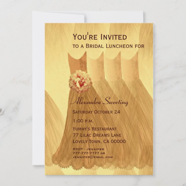 Invitación Vestidos V08 del alumerzo de la dama de honor o (Anverso)