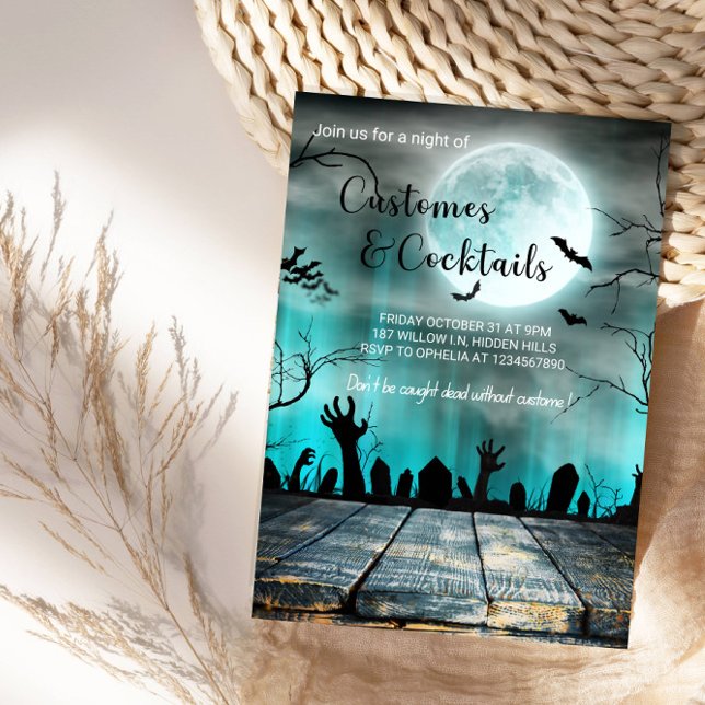 Invitación Vestidos y cócteles Árboles y batas de Halloween (Subido por el creador)
