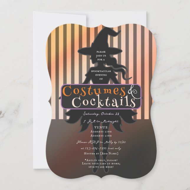Invitación Vestidos y cócteles Bebidas de Halloween Testigos (Anverso)