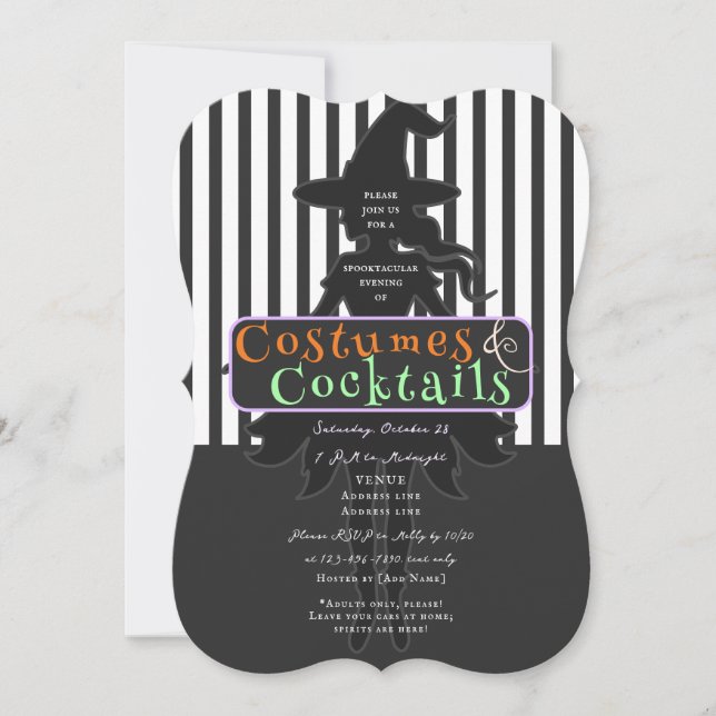 Invitación Vestidos y cócteles Bebidas de Halloween Testigos (Anverso)