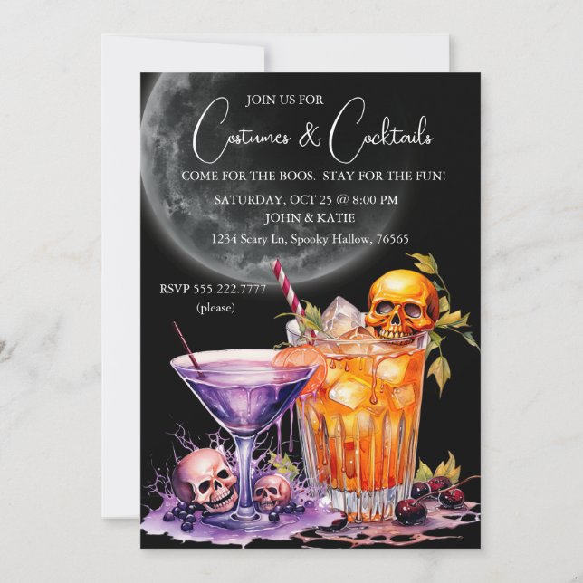 Invitación Vestidos y cócteles Halloween (Anverso)