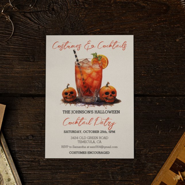 Invitación Vestidos y cócteles Halloween Fiesta acuarela (Subido por el creador)